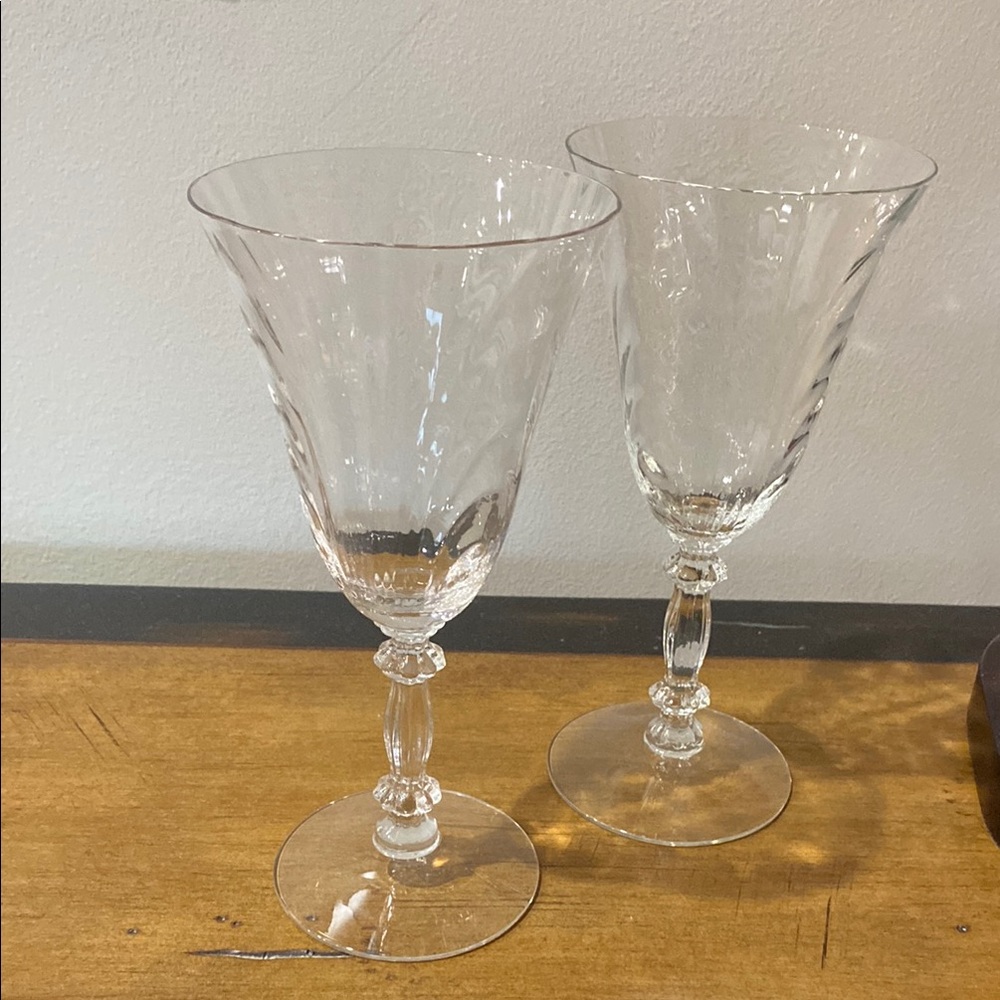Vintage Cambridge Caprice Clear Crystal Wine Glasses - Set of 2!